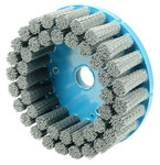 image of Weiler Nylox Silicon Carbide Bristle Disc - Medium Grade - Arbor Attachment - 7/8 in Center Hole - 6 in Outside Diameter - 0.040 in Bristle Diameter - 85854