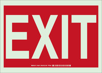 image of Brady Bradyglo B-347 Polyester / Polystyrene Rectangle White Exit Sign - 14 in Width x 10 in Height - Glow in the Dark - 103615