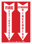 image of Brady B-555 Aluminum Red Fire Equipment Sign - 10 in Width x 14 in Height - Language English / Spanish - 38253