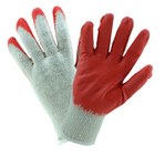 image of West Chester 708SLCE Red/White Large Cotton/Polyester General Purpose Gloves - Latex Palm Only Coating - 9 in Length
