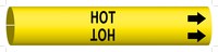 image of Brady 4197-H Strap-On Pipe Marker, 10 in to 15 in - Acid, Base & Caustic - Plastic - Black on Yellow - B-915 - 59448