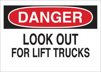 image of Brady B-401 Polystyrene Rectangle White Truck & Forklift Warehouse Traffic Sign - 10 in Width x 7 in Height - 23001