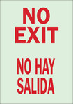 image of Brady Bradyglo B-324 Polyester Rectangle White No Exit Sign - 10 in Width x 14 in Height - Glow in the Dark - Language English / Spanish - 90521