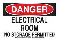 image of Brady B-555 Aluminum Rectangle White Electrical Safety Sign - 10 in Width x 7 in Height - 127002