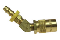 image of Coilhose Moldflow Unvalved 45° Elbow Coupler 6-224 - 1/4 in ID Hose Thread - Brass - 12533