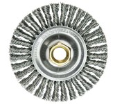 image of Weiler Roughneck Max 13138 Wheel Brush - 4 in Dia - Knotted - Stringer Bead Stainless Steel Bristle