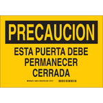 image of Brady B-401 Polystyrene Rectangle Yellow Door Sign - 10 in Width x 7 in Height - Language Spanish - 38818