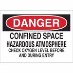 image of Brady B-302 Polyester Rectangle White Confined Space Sign - 5 in Width x 3.5 in Height - Laminated - 87773