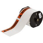 image of Brady ToughWash B30C-25-855-ANSIWA Printer Label Roll - 4 in x 6.25 in - Polyester - White, Black / Orange text - B-855 - 89812