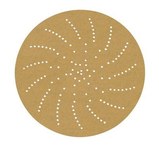 image of 3M 236U Coated Aluminum Oxide Yellow Hook & Loop Disc - Paper Backing - C Weight - P180 Grit - Very Fine - 5 in Diameter - 55500