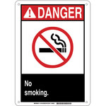 image of Brady B-555 Aluminum Rectangle White No Smoking Sign - 10 in Width x 14 in Height - 141910