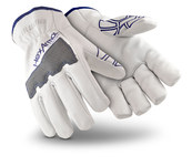 image of HexArmor SteelLeather 5033 White/Gray/Blue 11 Grain Goatskin Cut and Sewn Cut-Resistant Gloves - ANSI A6 Cut Resistance - 5033 +