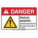 image of Brady B-555 Aluminum Rectangle White Electrical Safety Sign - 10 in Width x 7 in Height - 144617