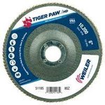 image of Weiler Tiger Paw Type 27/Flat Flap Disc 51185 - Alumina Zirconia - 6 in - 80 - Medium