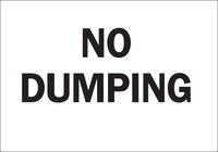image of Brady B-555 Aluminum Rectangle White No Dumping Sign - 14 in Width x 10 in Height - 42369