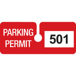 image of Brady Red Vinyl Pre-Printed Vehicle Hang Tag 96293 - Printed Text = PARKING PERMIT - 4 3/4 in Width - 2 in Height - 754476-96293