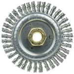 image of Weiler Dually 79811 Wheel Brush - 4.5 in Dia - Knotted - Stringer Bead Stainless Steel Bristle