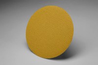 image of 3M Hookit 255L Coated Aluminum Oxide Yellow Hook & Loop Disc - Film Backing - 2 mil Weight - P150 Grit - Very Fine - 5 in Diameter - 00964