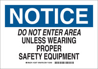 image of Brady B-555 Aluminum Rectangle White PPE Sign - 10 in Width x 7 in Height - 123575