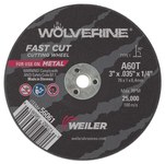 image of Weiler Wolverine Cutoff Wheel 56061 - Type 1 - Straight Wheel - 3 in - Aluminum Oxide - 60 - T