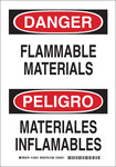 image of Brady Bradyglo B-555 Aluminum Rectangle White Flammable Material Sign - 7 in Width x 10 in Height - Language English / Spanish - 125229
