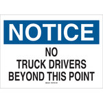 image of Brady B-120 Fiberglass Reinforced Polyester Rectangle White Truck Driver Instruction Sign - 14 in Width x 10 in Height - 70457