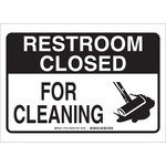 image of Brady B-401 Polystyrene White Closed for Cleaning Sign - 14 in Width x 10 in Height - 47618