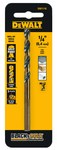 image of Dewalt 1/4 in Jobber Length Drill Bit DW1116 - Split 135° Point - Black & Gold Finish - 4 in Overall Length - 2 3/4 in Flute - High-Speed Steel - 3-Flatted Shank