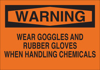 image of Brady B-401 Polystyrene Rectangle Orange Chemical Warning Sign - 10 in Width x 7 in Height - 22377