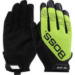 image of PIP Boss 120-MV1230T Hi-Vis Yellow Small Synthetic Leather Mechanic's Gloves - 120-MV1230T/S