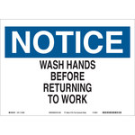 image of Brady B-563 High Density Polypropylene Rectangle White Personal Hygiene Sign - 10 in Width x 7 in Height - 116323