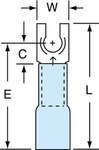 image of 3M Scotchlok MH14-6FLX Blue Locking Brazed Fork & Spade Terminal - 1 in Length - 0.25 in Wide - 0.25 in Fork Width - 0.09 in Inside Diameter - #6 Stud - 58899