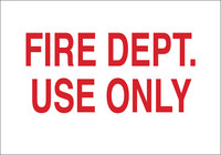 image of Brady B-302 Polyester Rectangle White Fire Department Sign - 14 in Width x 10 in Height - Laminated - 85249