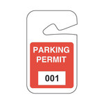 image of Brady Red Vinyl Pre-Printed Vehicle Hang Tag - 2 3/4 in Width - 4 3/4 in Height - 95202 Numbered range for this particular product is 001.