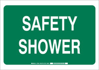 image of Brady B-120 Fiberglass Reinforced Polyester Rectangle Green Shower Station Sign - 14 in Width x 10 in Height - 72883