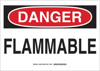 image of Brady B-401 Polystyrene Rectangle White Flammable Material Sign - 14 in Width x 10 in Height - 15086