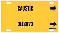 image of Brady 4020-H Strap-On Pipe Marker, 10 in to 15 in - Acid, Base & Caustic - Plastic - Black on Yellow - B-915 - 40381