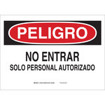 image of Brady B-555 Aluminum Rectangle White Restricted Area Sign - 14 in Width x 10 in Height - Language Spanish - 38150