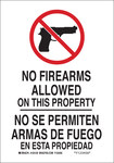 image of Brady B-555 Aluminum Rectangle White Weapon Control Sign - 10 in Width x 14 in Height - Language English / Spanish - 124130