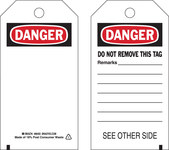 image of Brady 86455 Black / Red on White Polyester Equipment Safety Tag - 3 in Width - 5 3/4 in Height - B-851
