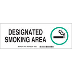 image of Brady B-555 Aluminum Rectangle White Smoking Area Sign - 10 in Width x 3.5 in Height - 46872