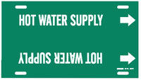 image of Brady 4338-H Strap-On Pipe Marker, 10 in to 15 in - Water - Plastic - White on Green - B-915 - 67500