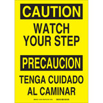 image of Brady B-401 Polystyrene Rectangle White Fall Prevention Sign - Language English / Spanish - 38700