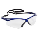 Kleenguard Nemesis V30 Universal Polycarbonate Standard Safety Glasses Clear Lens - Metallic Blue Frame - Wrap Around Frame - 036000-47384
