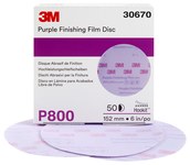 image of 3M Hookit Aluminum Oxide Purple Hook & Loop Disc - Film Backing - 800 Grit - 6 in Diameter - 30670