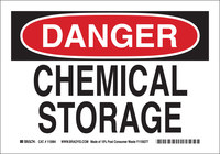 image of Brady B-563 High Density Polypropylene Rectangle White Chemical Storage Sign - 10 in Width x 7 in Height - 116148
