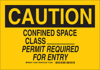 image of Brady B-555 Aluminum Rectangle Yellow Confined Space Sign - 10 in Width x 7 in Height - 124265