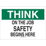 image of Brady B-120 Fiberglass Reinforced Polyester Rectangle White Safety Awareness Sign - 14 in Width x 10 in Height - 70462