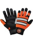 image of Global Glove Hot Rod HR9000VIS Black/Orange/White Large Synthetic Leather Work Gloves - HR9000VIS/LG