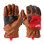 image of Milwaukee Brown/Red/Black Large Goatskin Leather Impact Protection Gloves - ANSI Cut Level 3 Cut Resistance - 48-22-8772